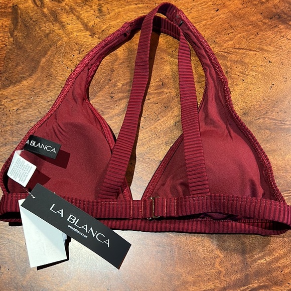 NWOT $63 LA BLANCA 8 CRIMSON 8 CROSS BACK BIKINI SWIM TOP - Picture 6 of 7